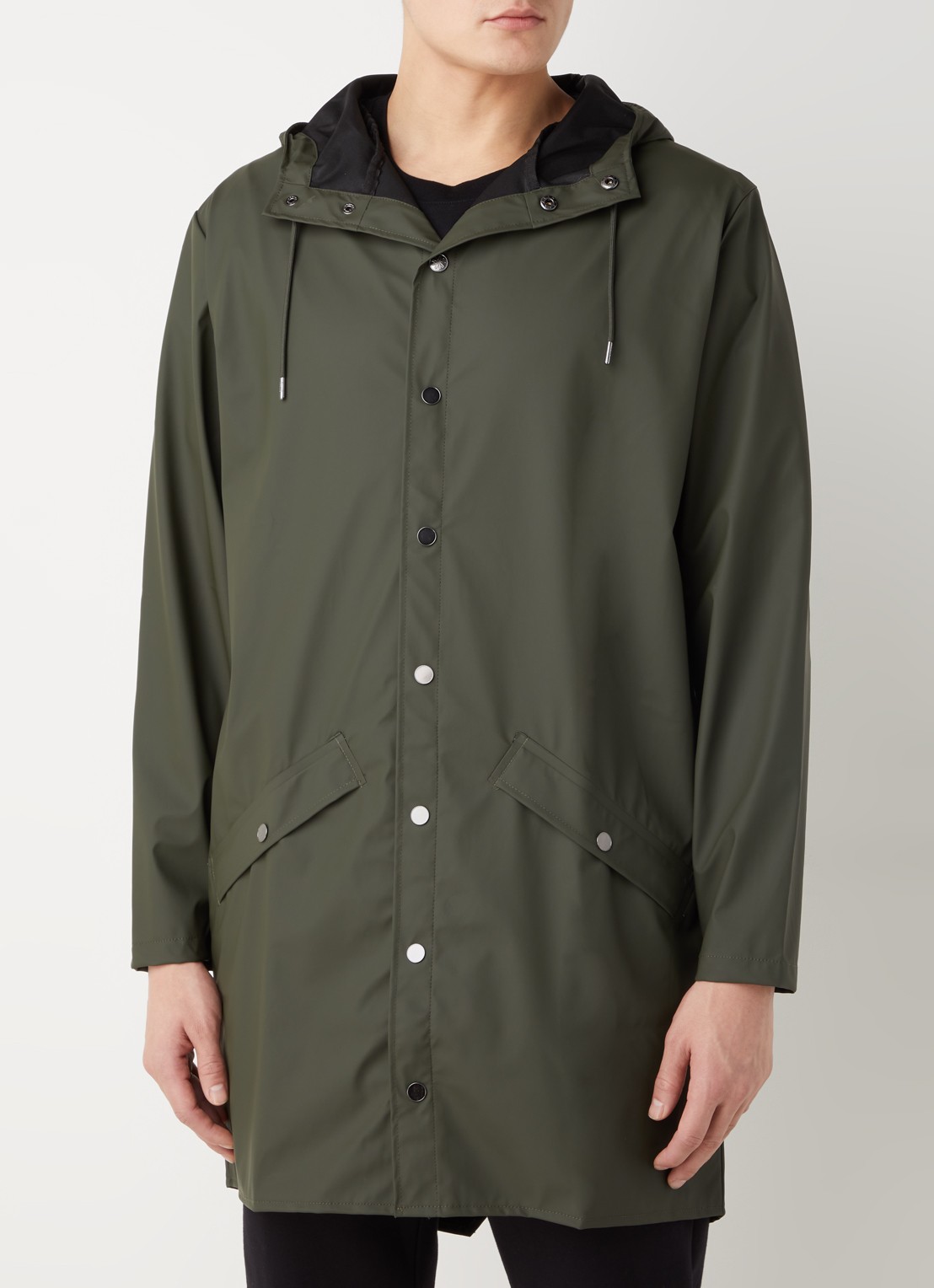Rains Regenjack met capuchon en klepzakken - unisex - detail 4 groen