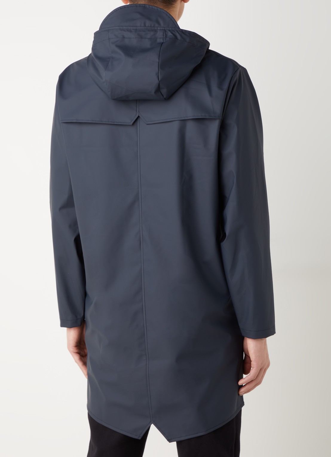 Rains Regenjack met capuchon en klepzakken - unisex - achterkant donkerblauw