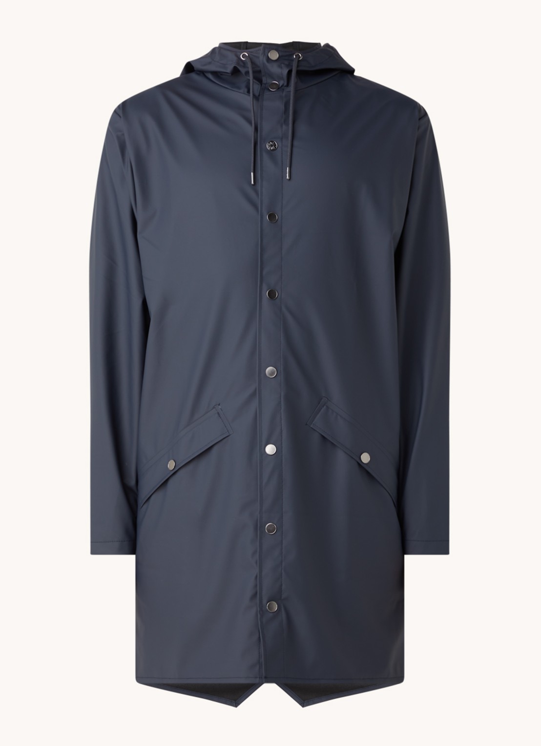 Rains Regenjack met capuchon en klepzakken - unisex - voorkant 3 donkerblauw