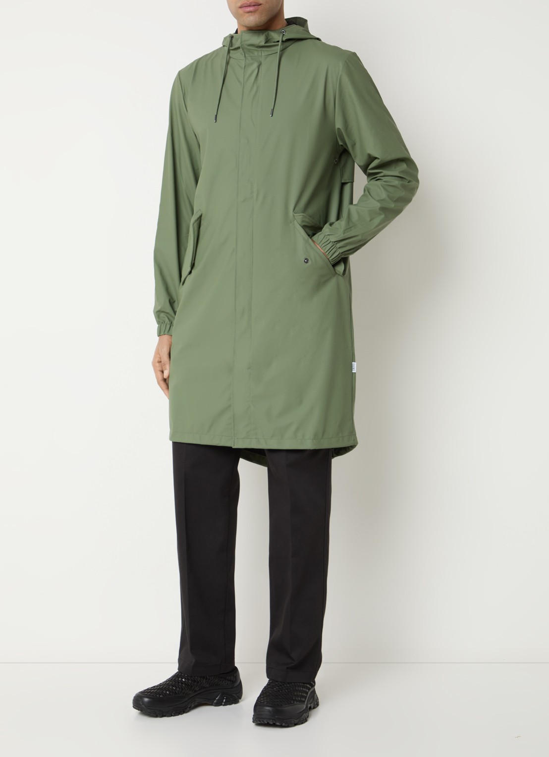 Rains Regenjack met capuchon en klepzakken - detail 4 legergroen