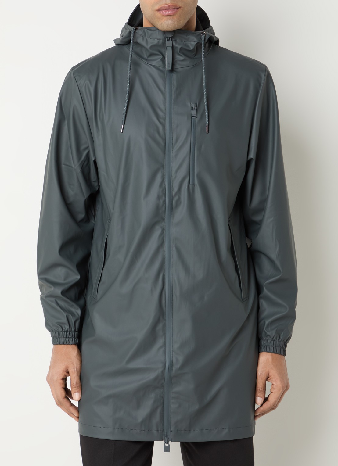 Rains Regenjack met capuchon en steekzakken - detail 4 grijs