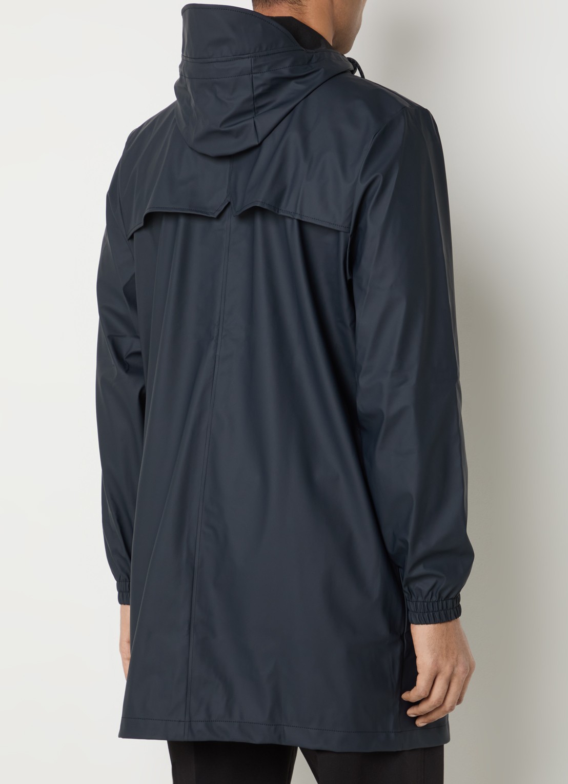 Rains Regenjack met capuchon en steekzakken - achterkant donkerblauw