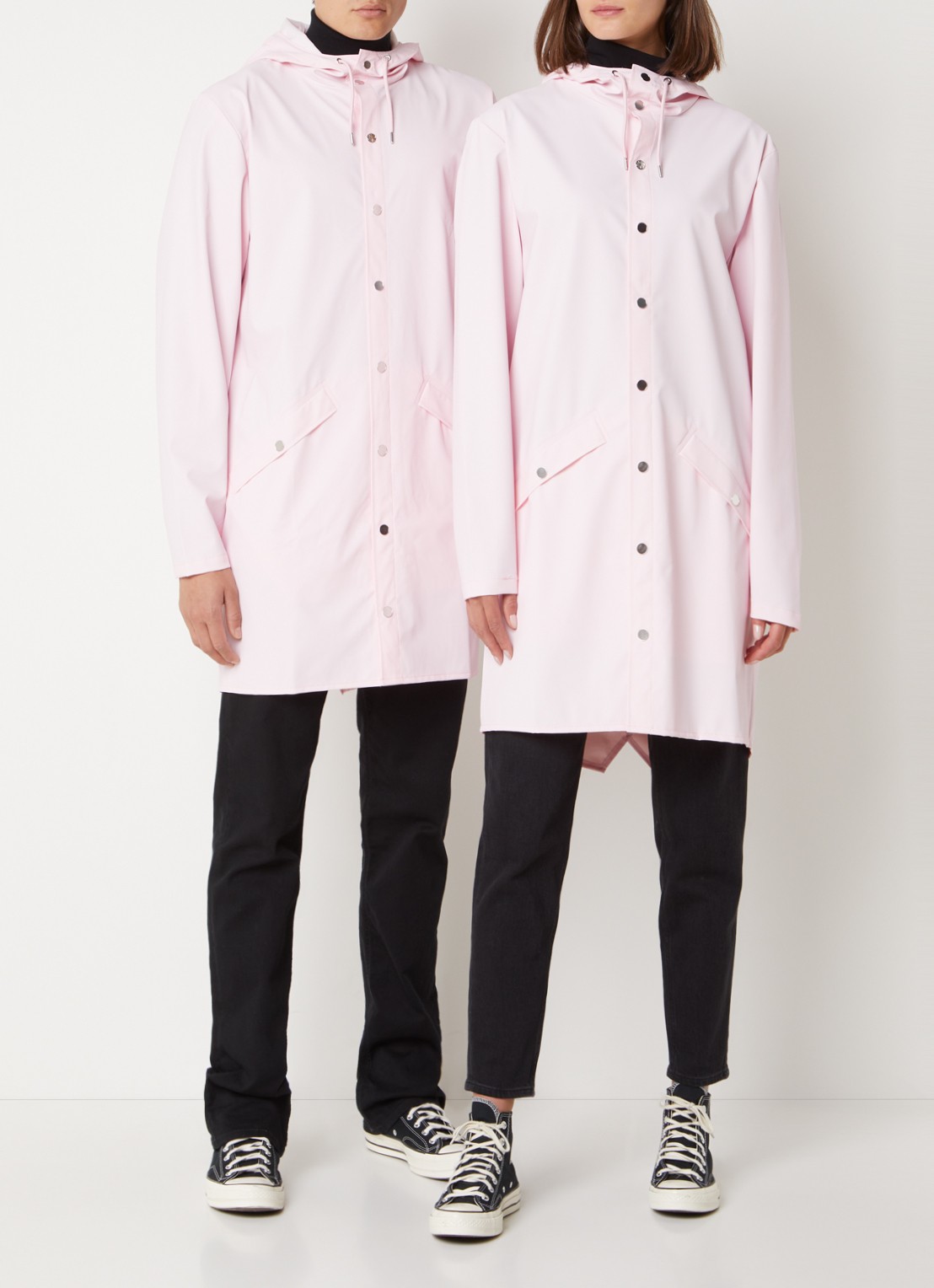 Rains Regenjas met capuchon en klepzakken - unisex - detail lichtroze