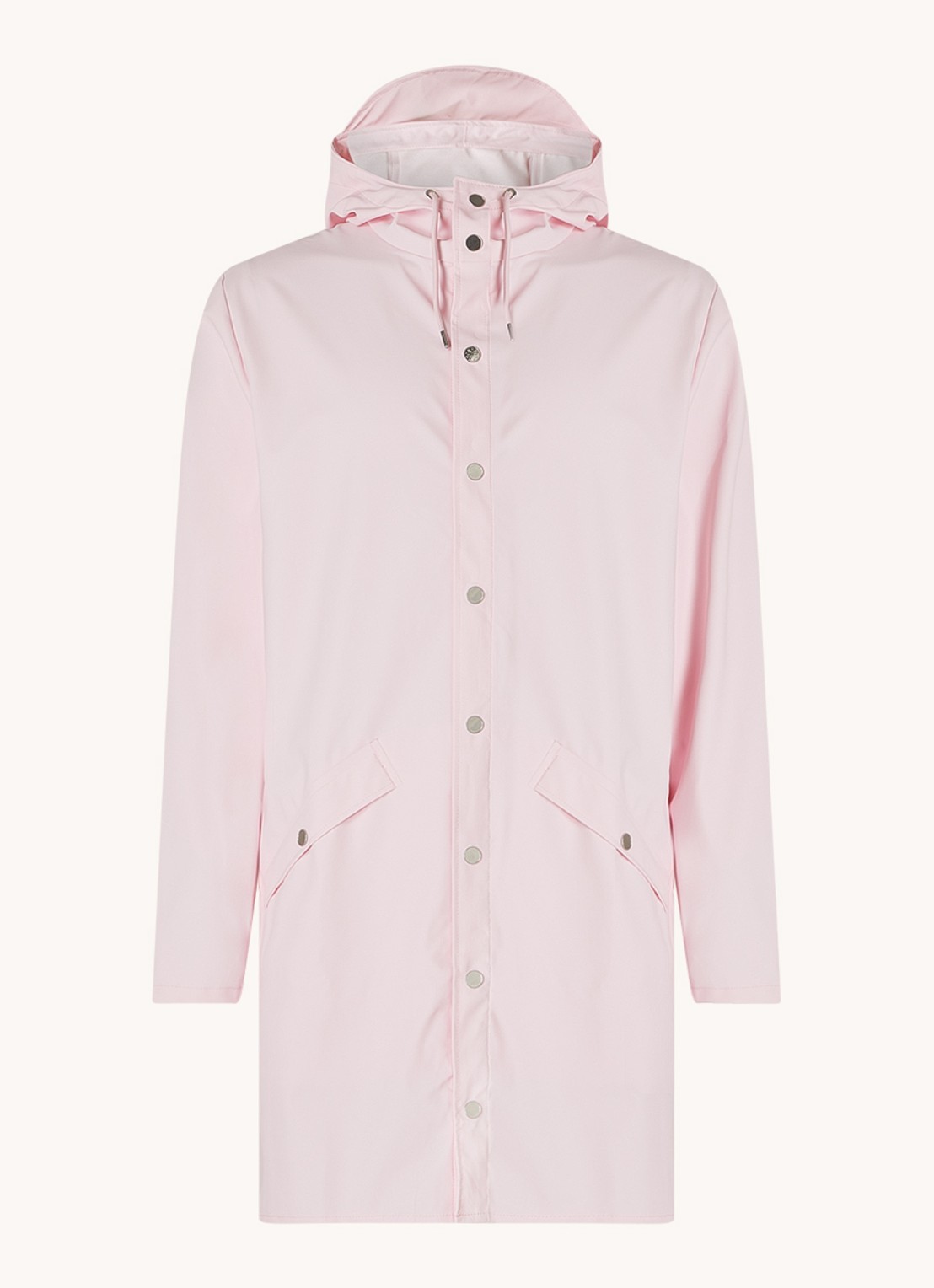 Rains Regenjas met capuchon en klepzakken - unisex - voorkant 5 lichtroze