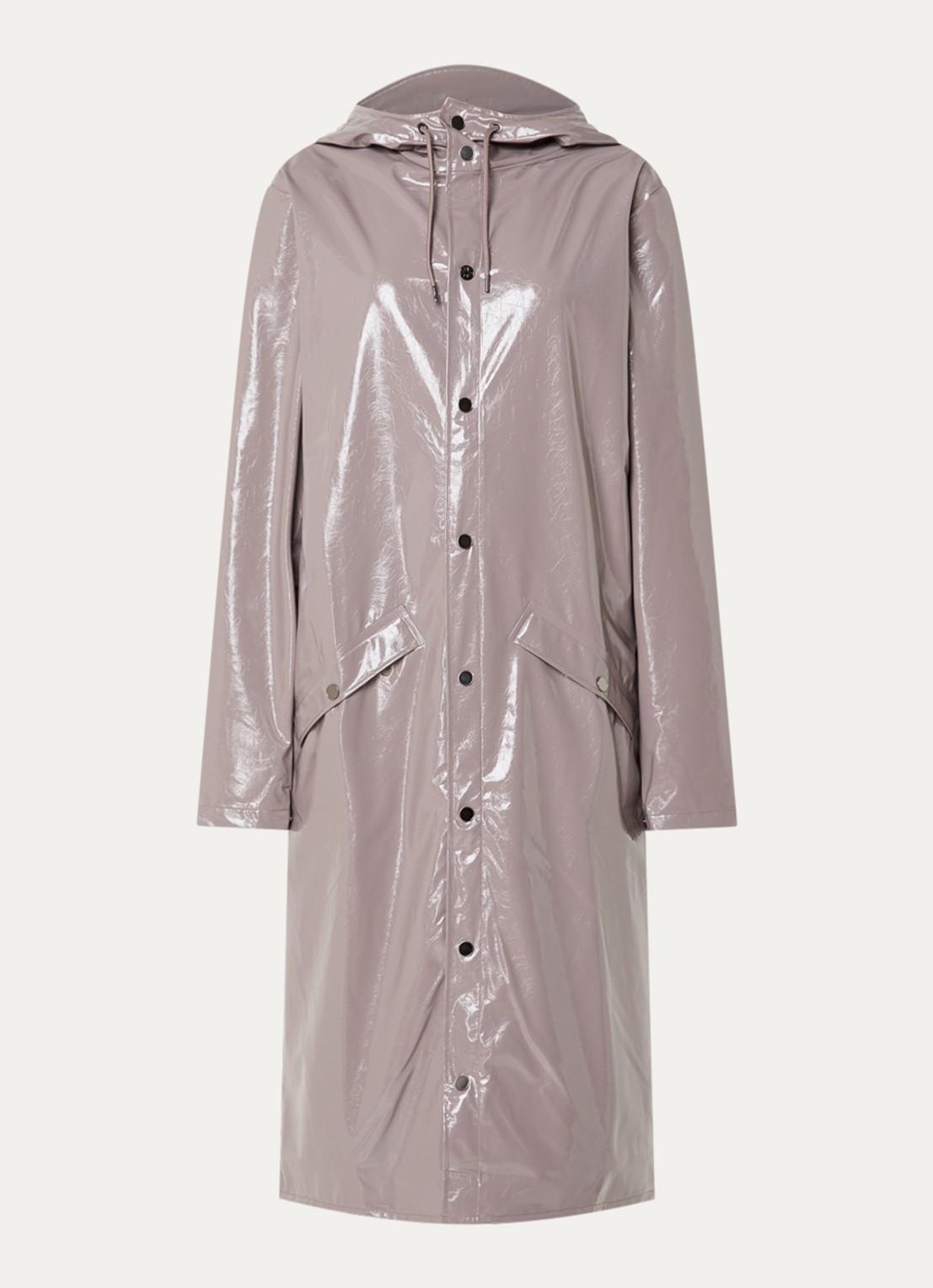 Rains Regenjas met capuchon en klepzakken - voorkant metallic