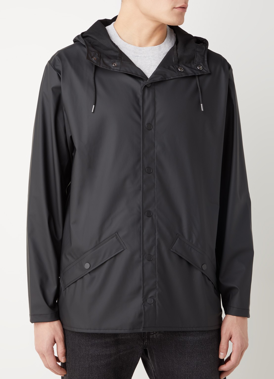 Rains Regenjas met klepzakken en capuchon - detail 2 zwart