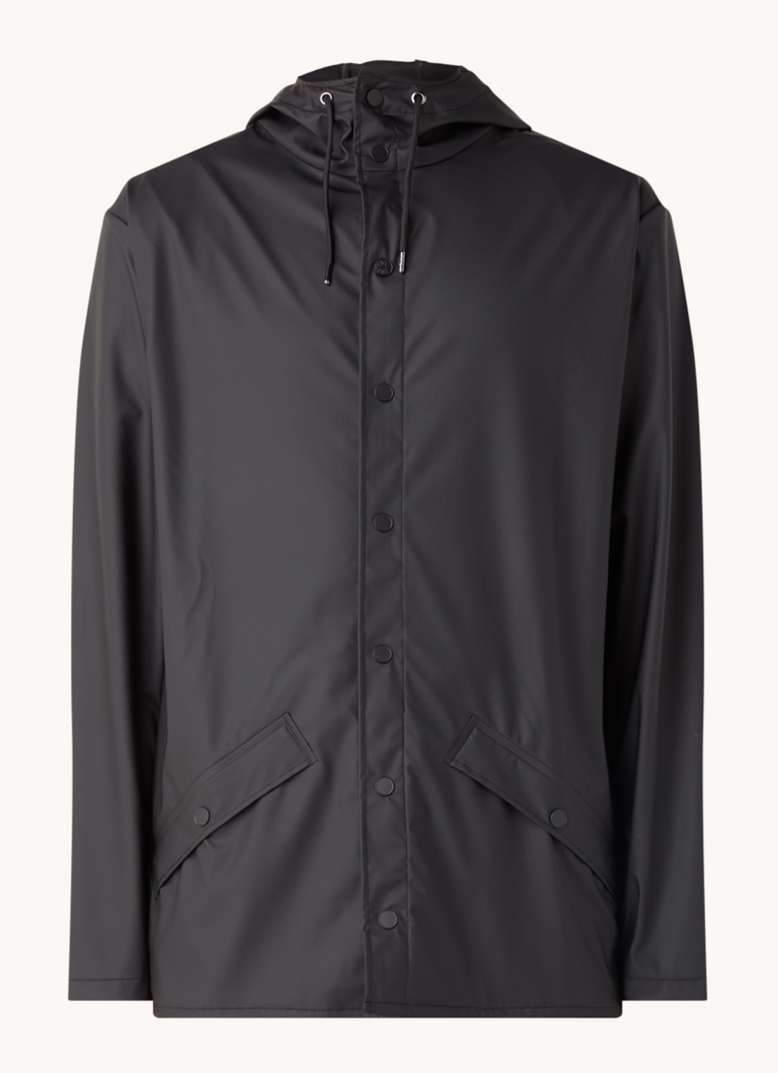Rains Regenjas met klepzakken en capuchon - voorkant 3 zwart