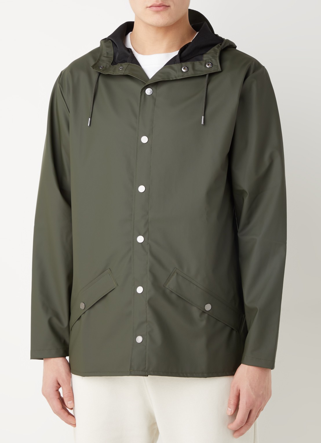 Rains Regenjas met klepzakken en capuchon - detail 4 groen