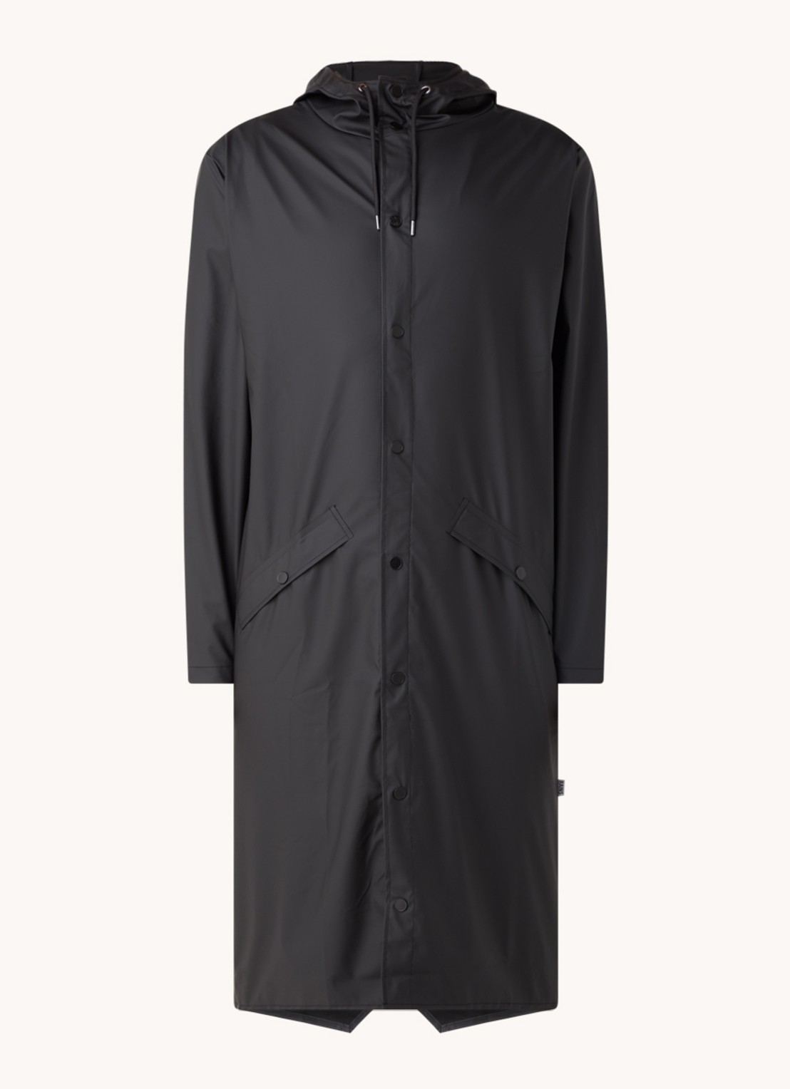Rains Regenjas met klepzakken en capuchon - voorkant zwart