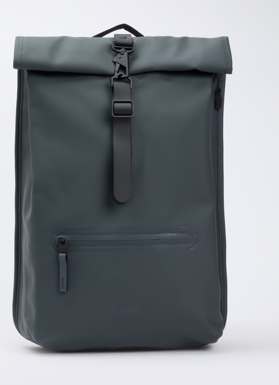 Rains Rolltop rugzak met waterafstotende coating - voorkant antraciet