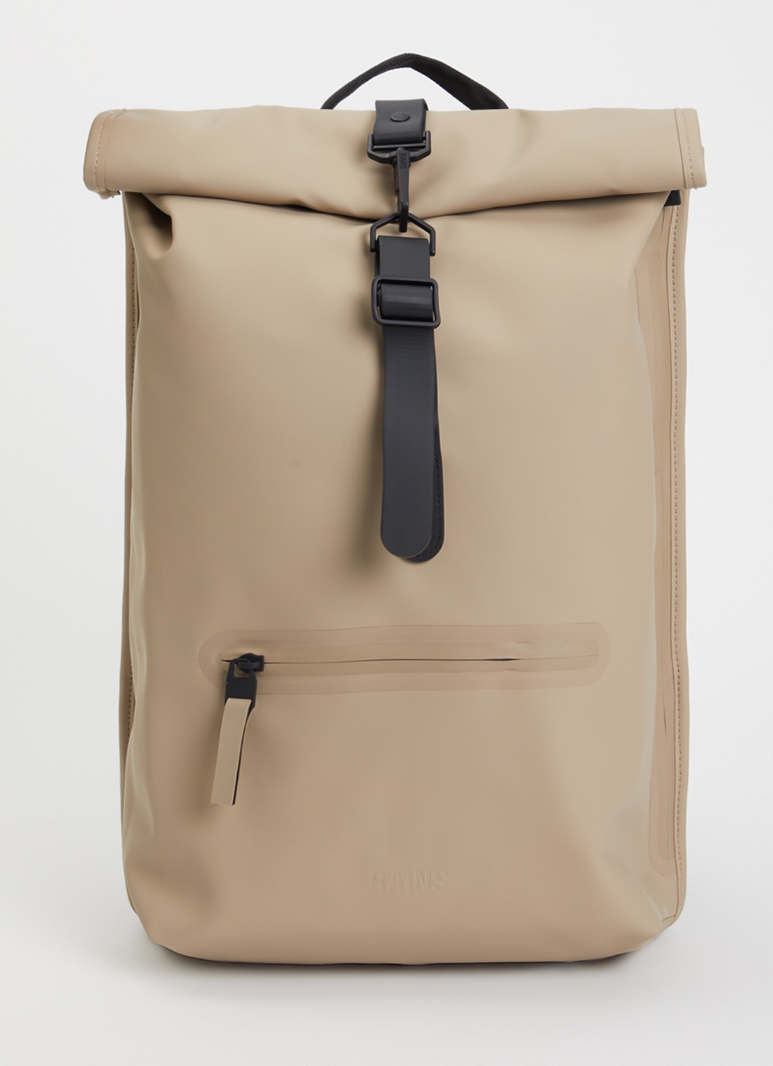 Rains Rolltop rugzak met waterafstotende coating - voorkant beige