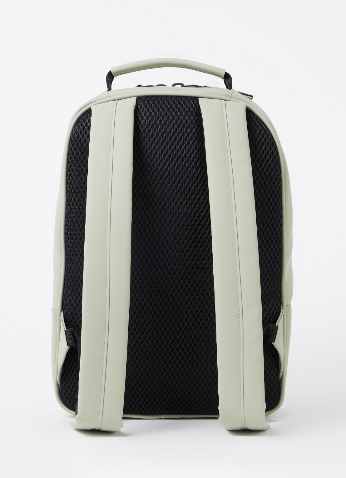 Rains Rugzak met 12 inch laptopvak en waterafstotende coating - achterkant lindegroen