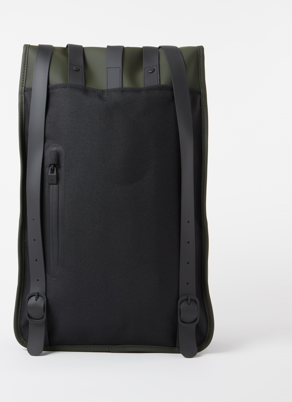 Rains Rugzak met 15 inch laptopvak en waterafstotende coating - achterkant 3 legergroen