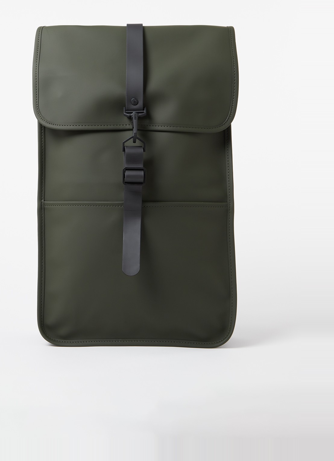 Rains Rugzak met 15 inch laptopvak en waterafstotende coating - voorkant legergroen