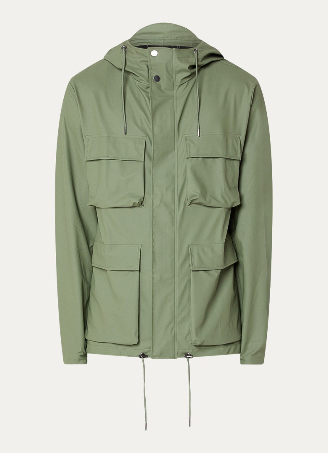 Rains Softshell jack met capuchon - voorkant legergroen