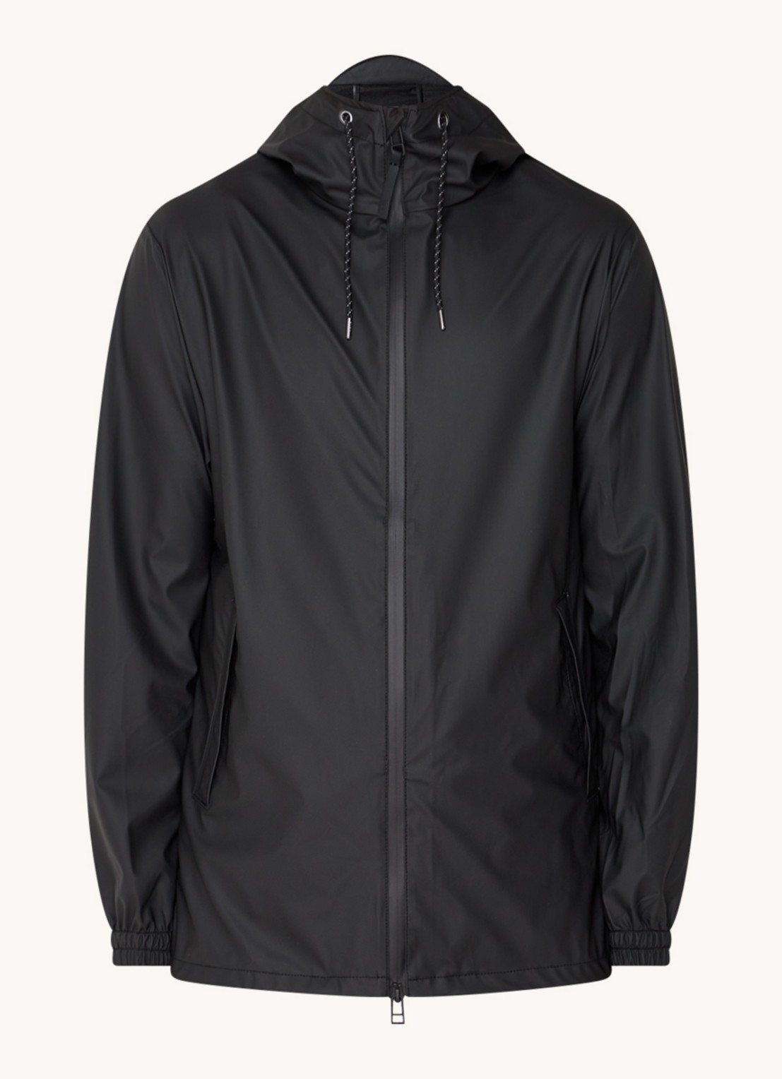 Rains Storm Breaker regenjas met capuchon en steekzakken - voorkant 2 zwart