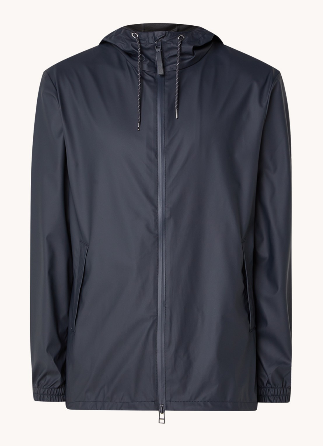 Rains Storm Breaker regenjas met capuchon en steekzakken - voorkant donkerblauw