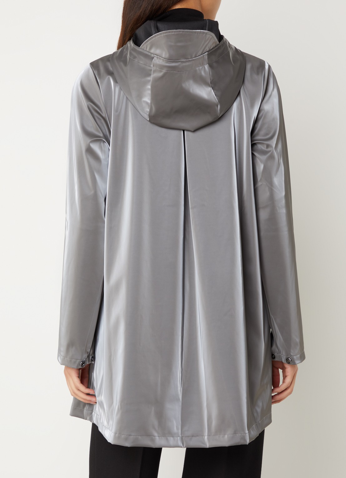 Rains String W parka met capuchon en trekkoord - achterkant grijs
