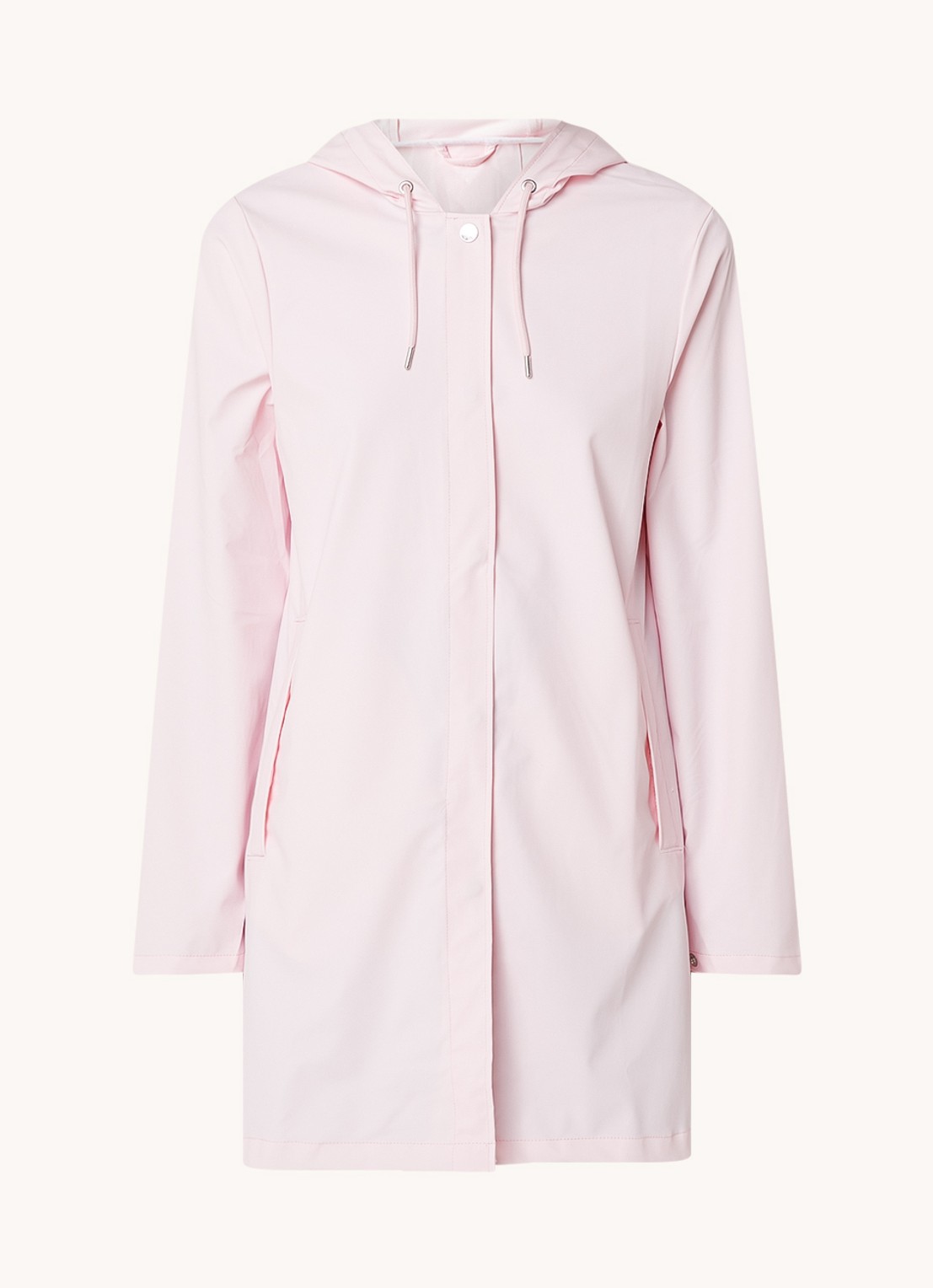 Rains String W parka met capuchon en trekkoord - voorkant 3 roze