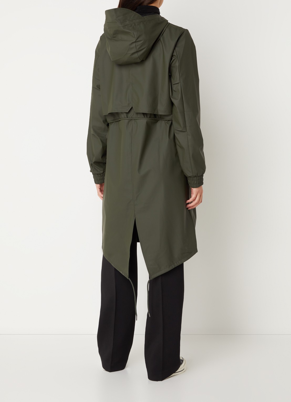Rains String W parka met capuchon en trekkoord - achterkant 2 groen