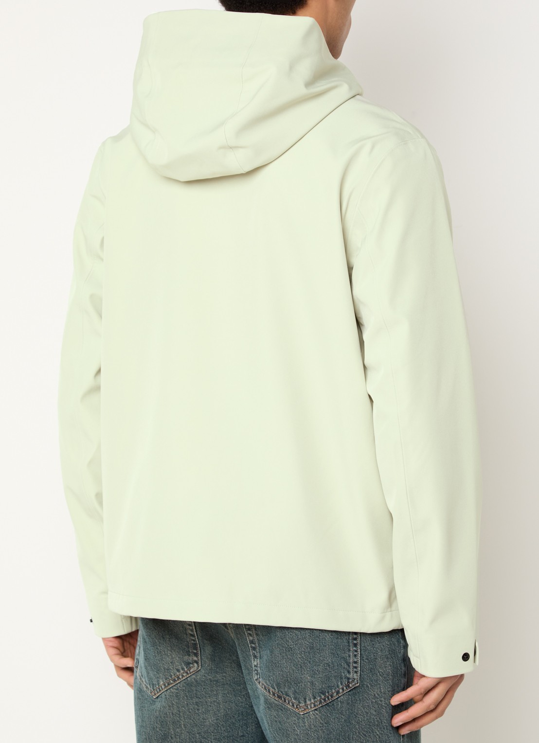 Rains Suva softshell jack met capuchon - achterkant 2 lindegroen