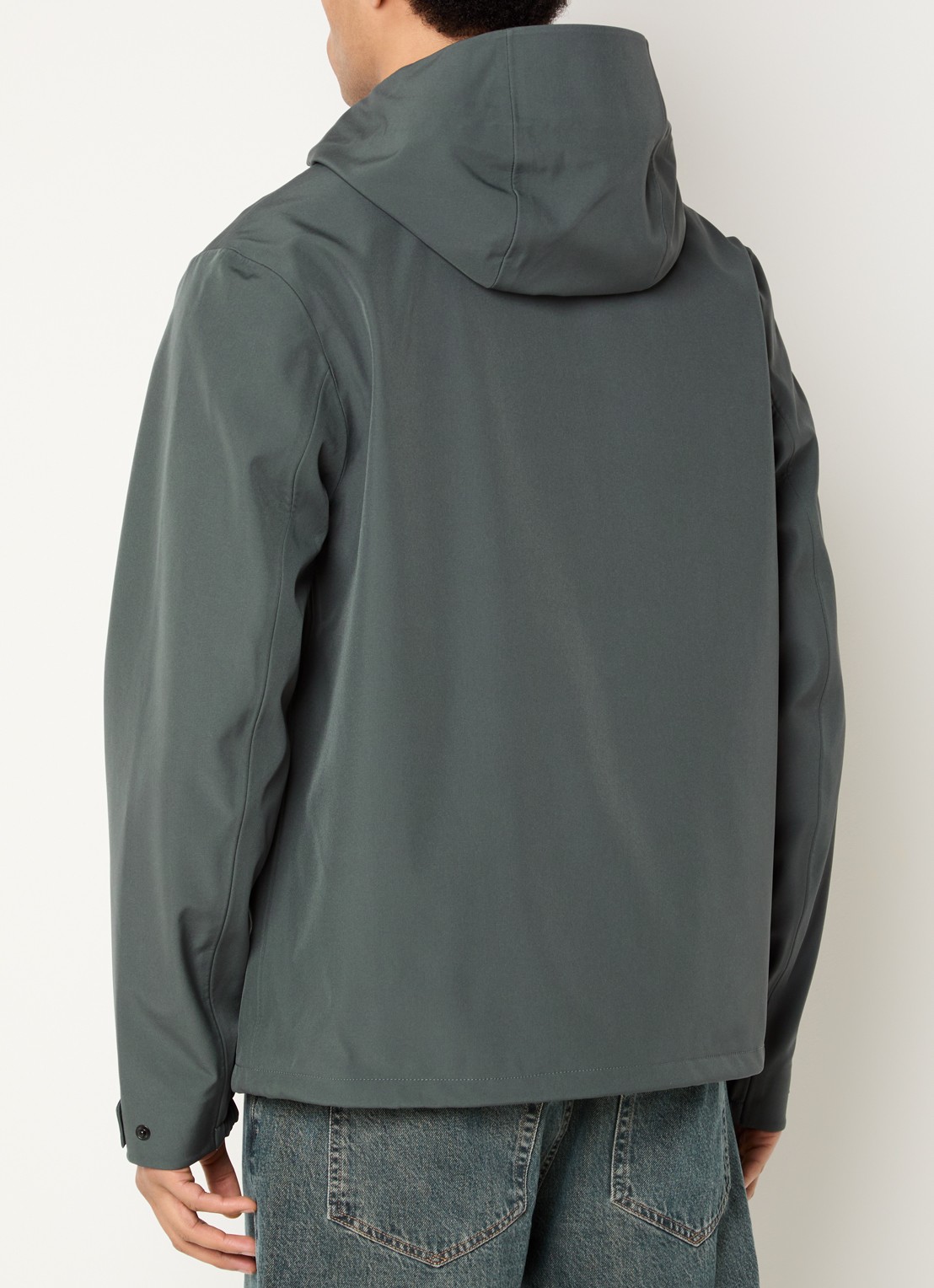 Rains Suva softshell jack met capuchon - achterkant 2 donkergrijs