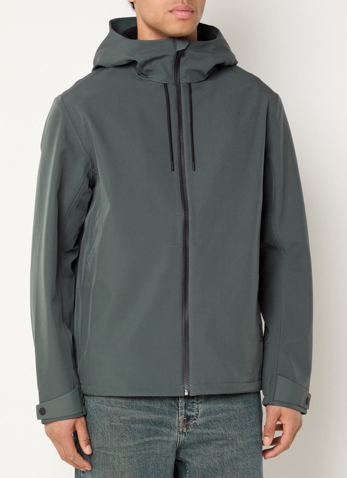 Rains Suva softshell jack met capuchon - detail donkergrijs