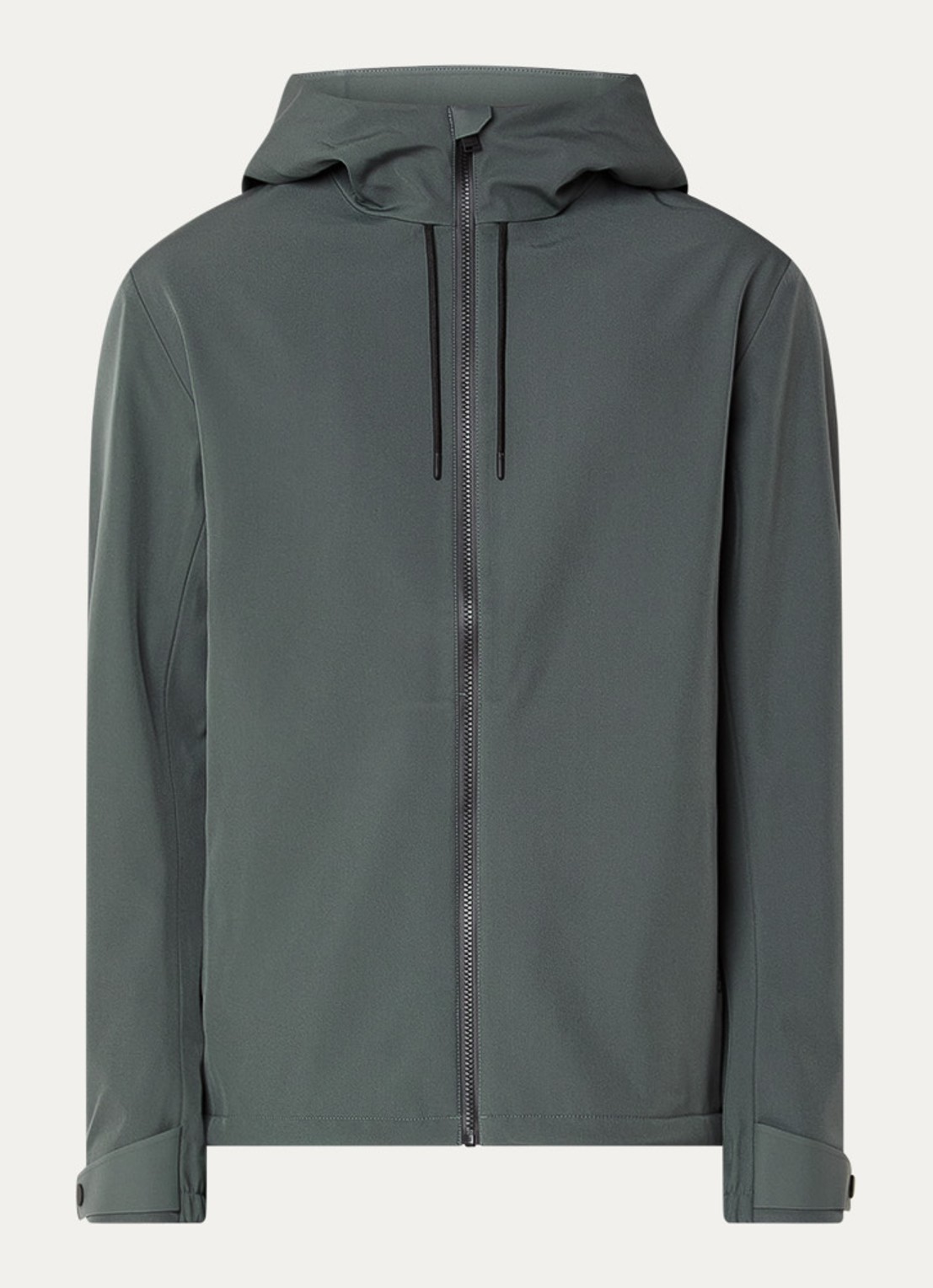 Rains Suva softshell jack met capuchon - voorkant 3 donkergrijs