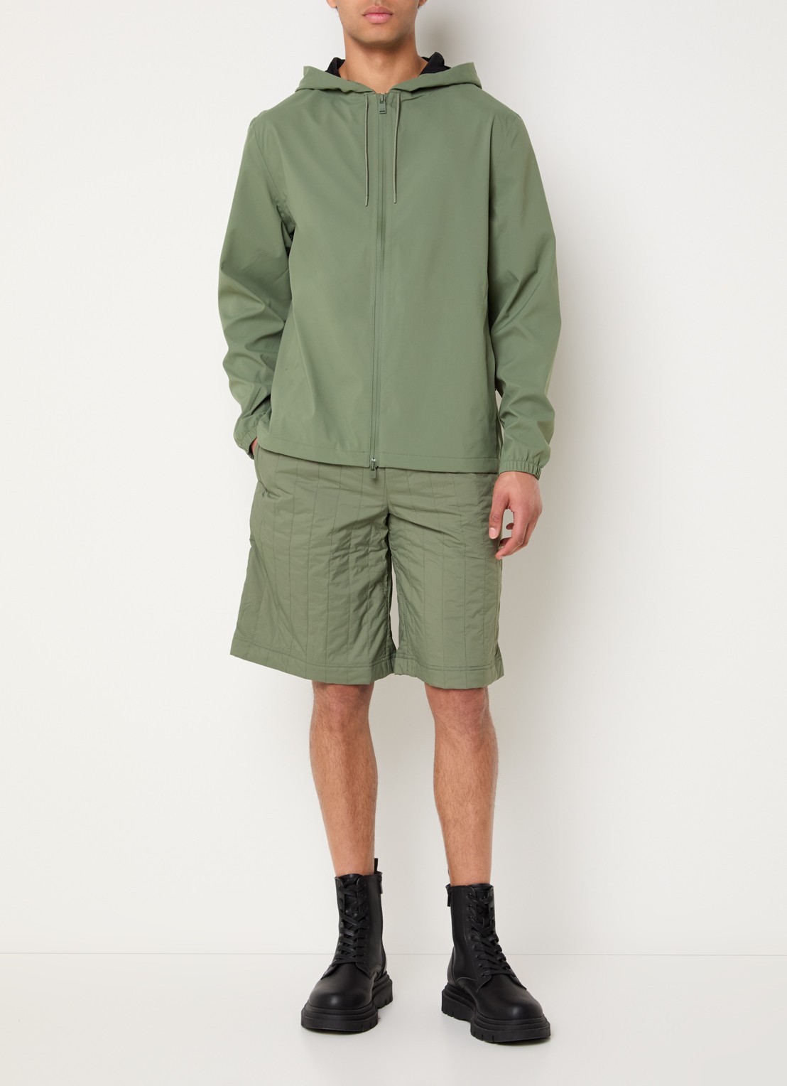 Rains Suva softshell jack met capuchon - voorkant 3 groen