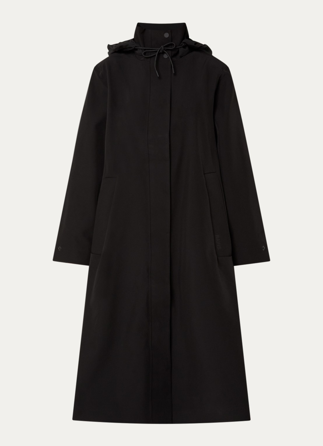 Rains Suva softshell jas met capuchon en steekzakken - voorkant 3 zwart