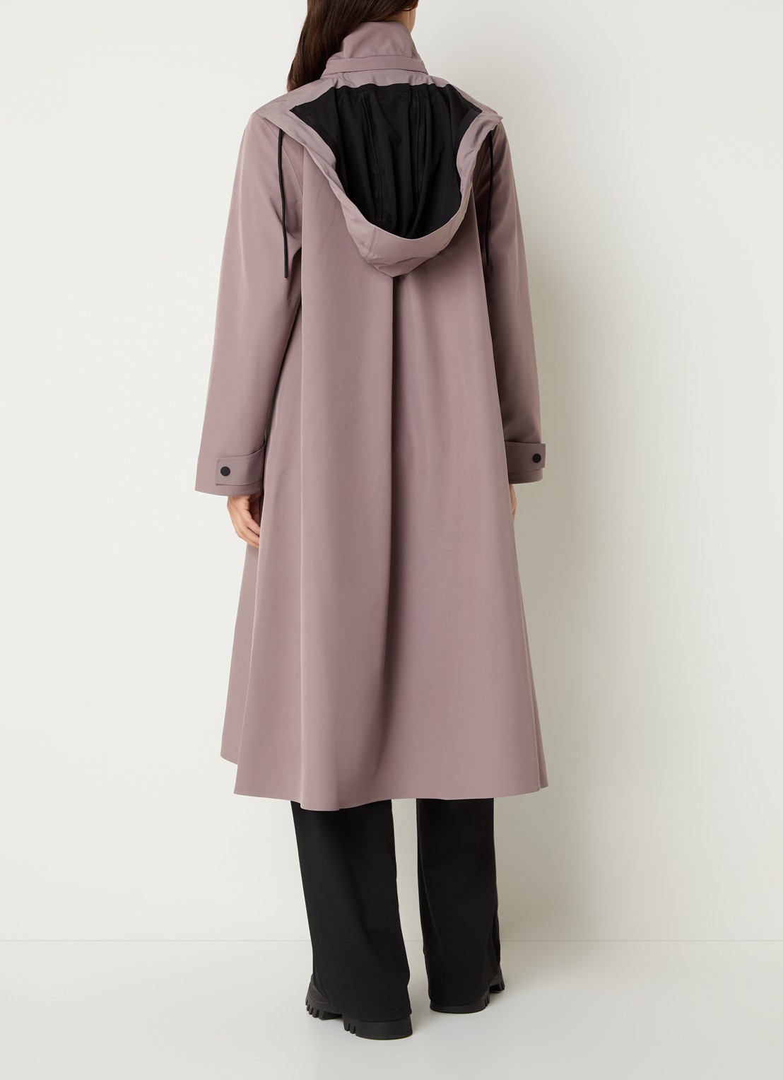Rains Suva softshell jas met capuchon en steekzakken - achterkant 2 lichtbruin