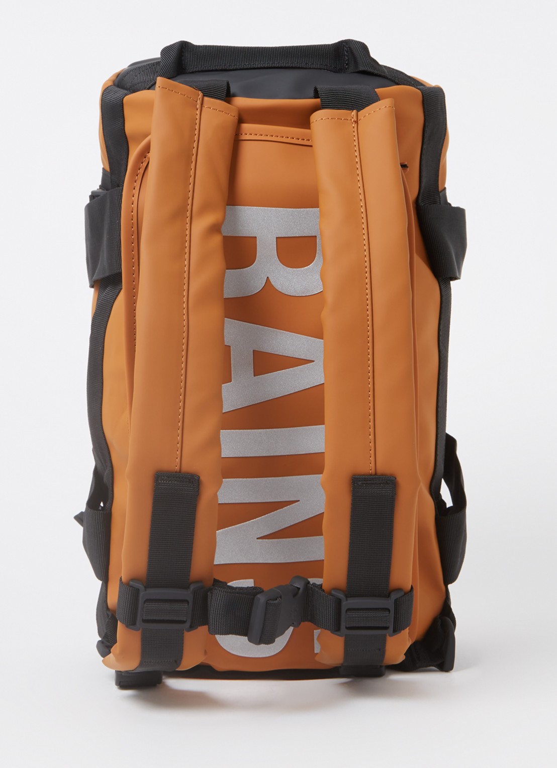 Rains Texel Mini weekendtas met waterafstotende coating - achterkant donkeroranje