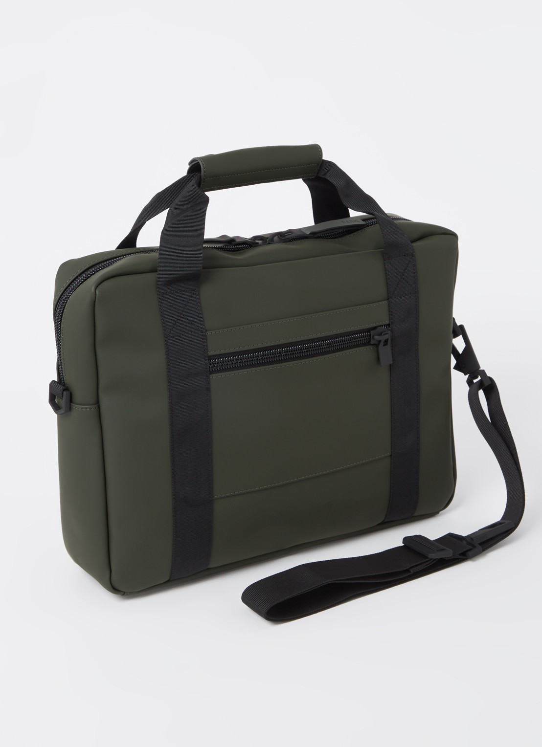 Rains Texel Tech businesstas met 15 inch laptopvak - achterkant legergroen