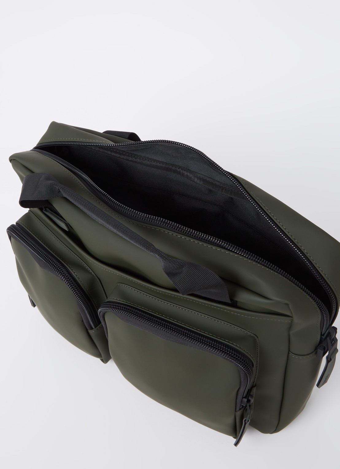 Rains Texel Tech businesstas met 15 inch laptopvak - detail 3 legergroen