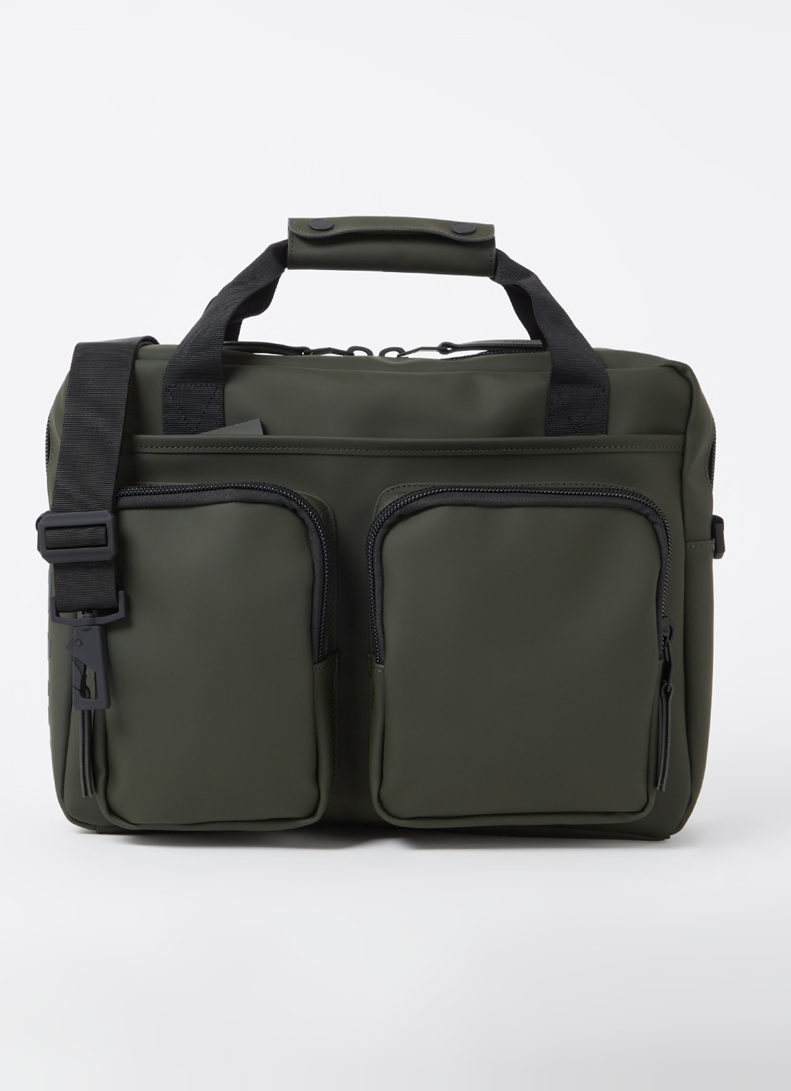 Rains Texel Tech businesstas met 15 inch laptopvak - voorkant 2 legergroen