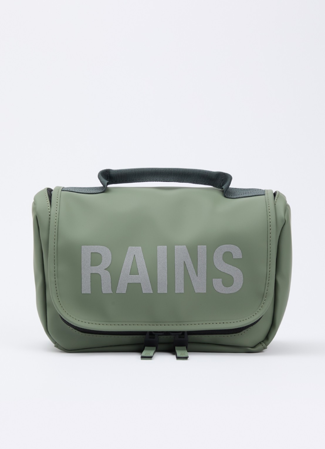 Rains Texel toilettas met waterafstotende coating - voorkant lindegroen