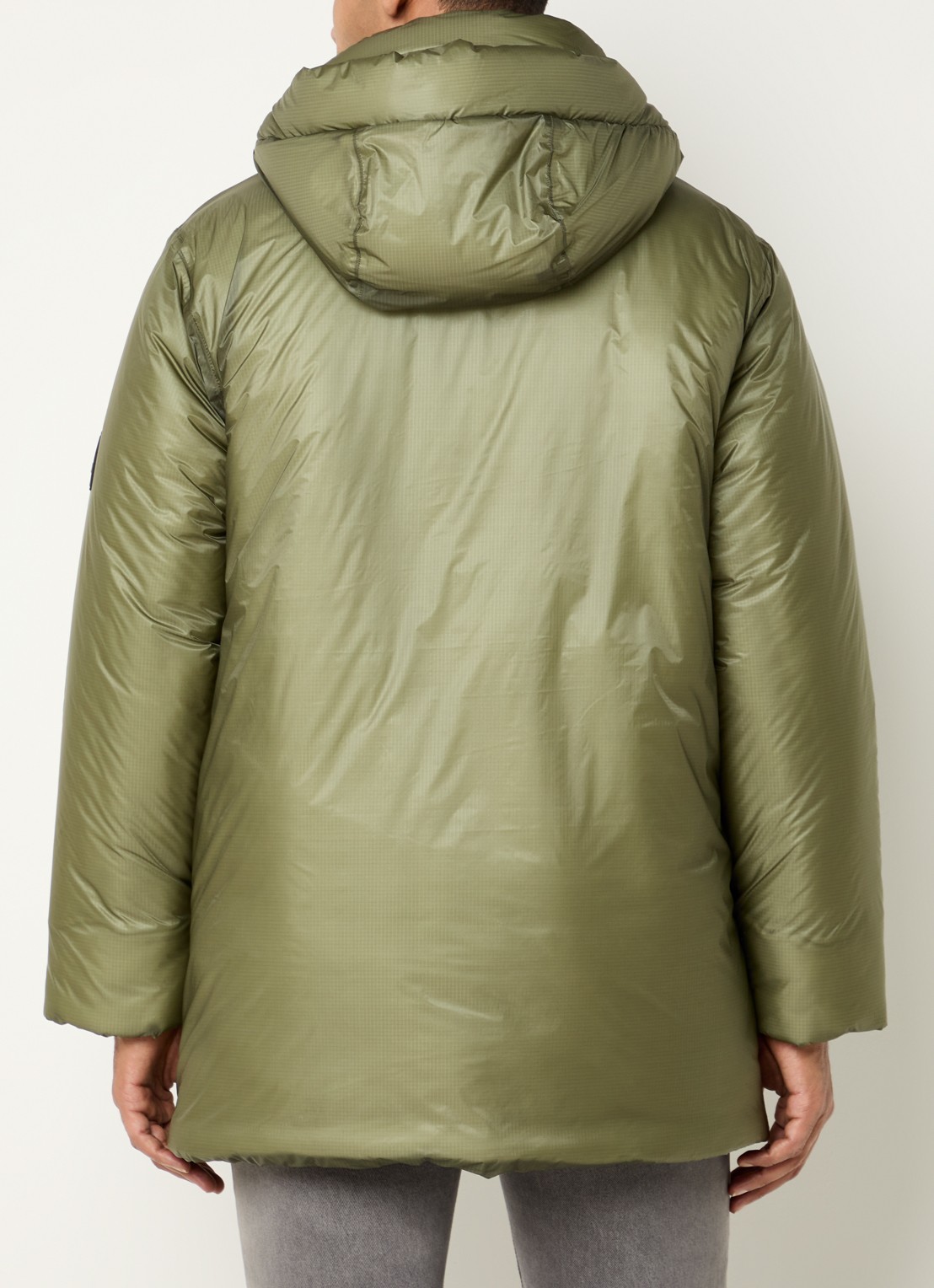 Rains Torna puffer jas met capuchon en ritszakken  - achterkant 4 legergroen