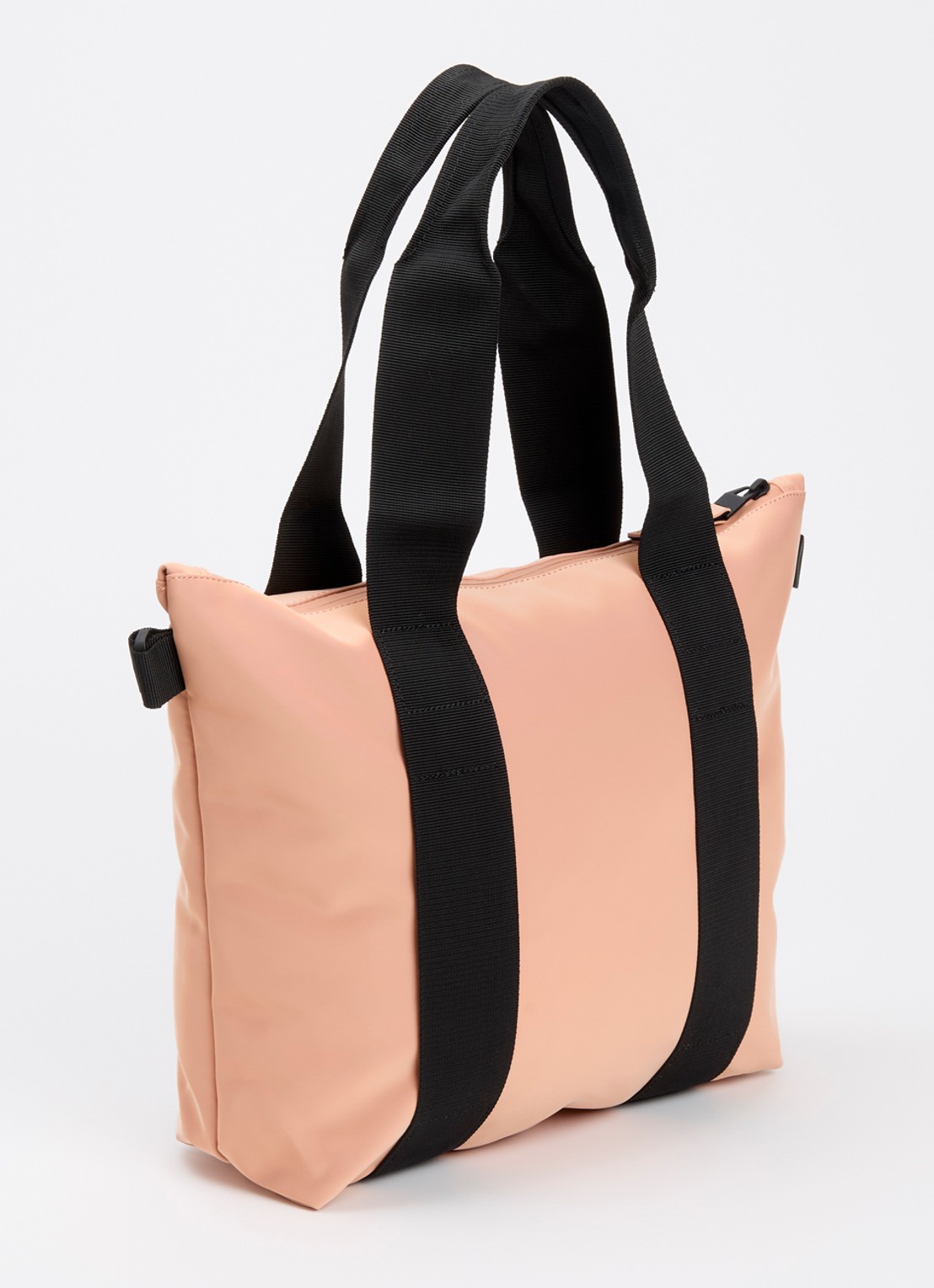 Rains Tote Micro W3 schoudertas met afneembare schouderriem en waterafstotende coating - achterkant zalmroze