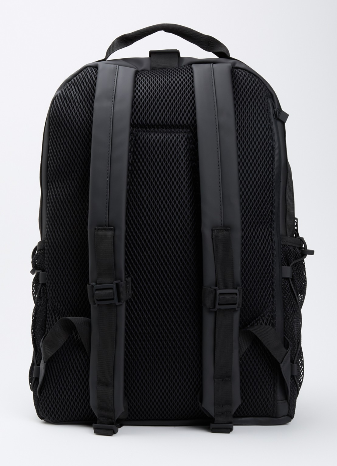 Rains Trail Clip rugzak met 16 inch laptopvak - achterkant zwart