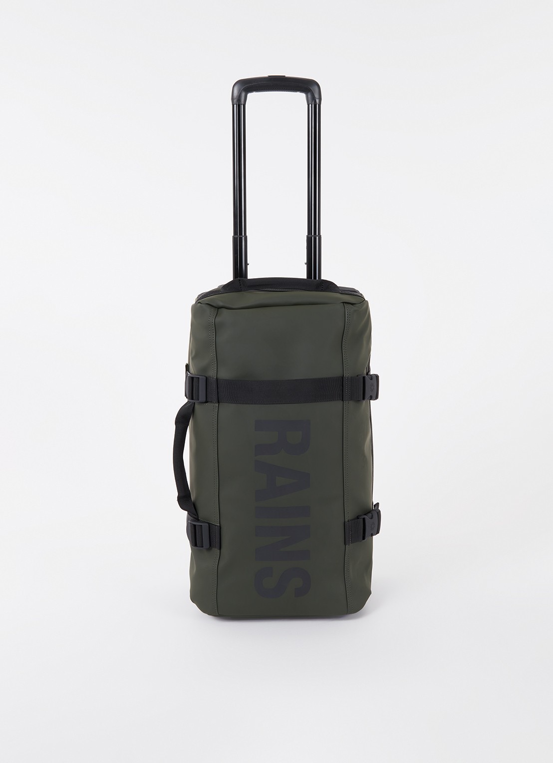 Rains Trolley met logo 54 cm - voorkant 3 bronsgroen