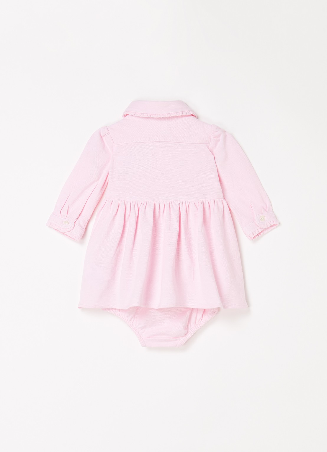 Ralph Lauren A-lijn jurk met logoborduring en bloomer - achterkant lichtroze