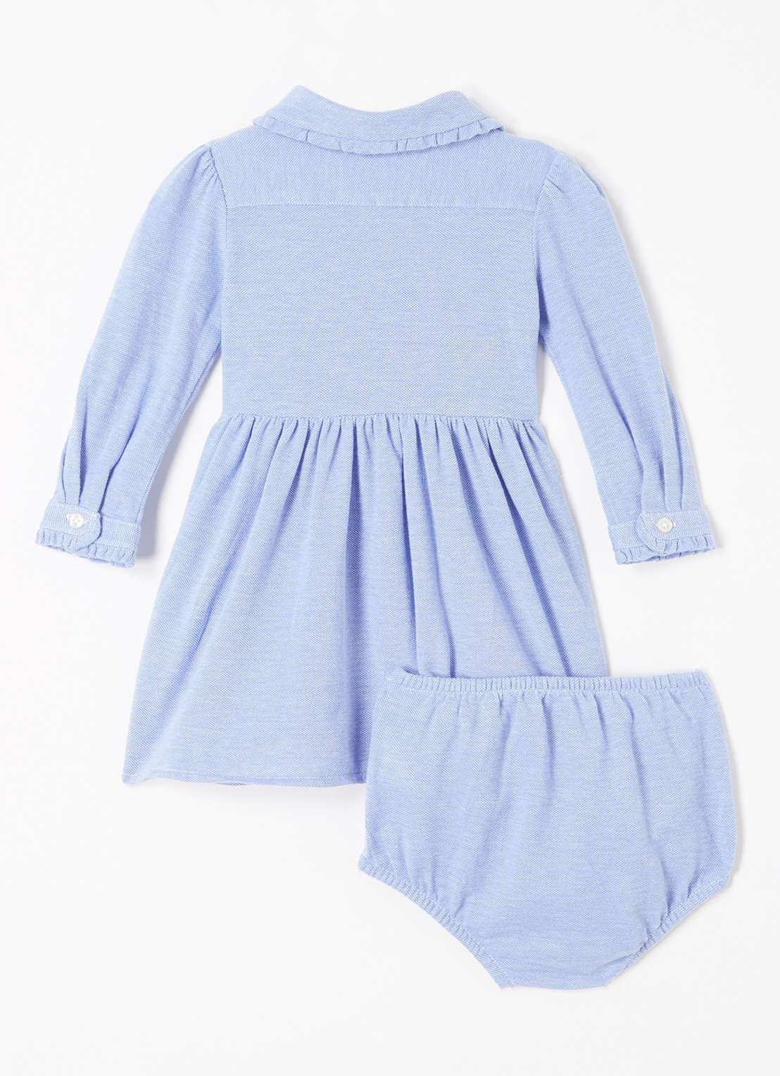 Ralph Lauren A-lijn jurk met logoborduring en bloomer - voorkant 2 kobaltblauw