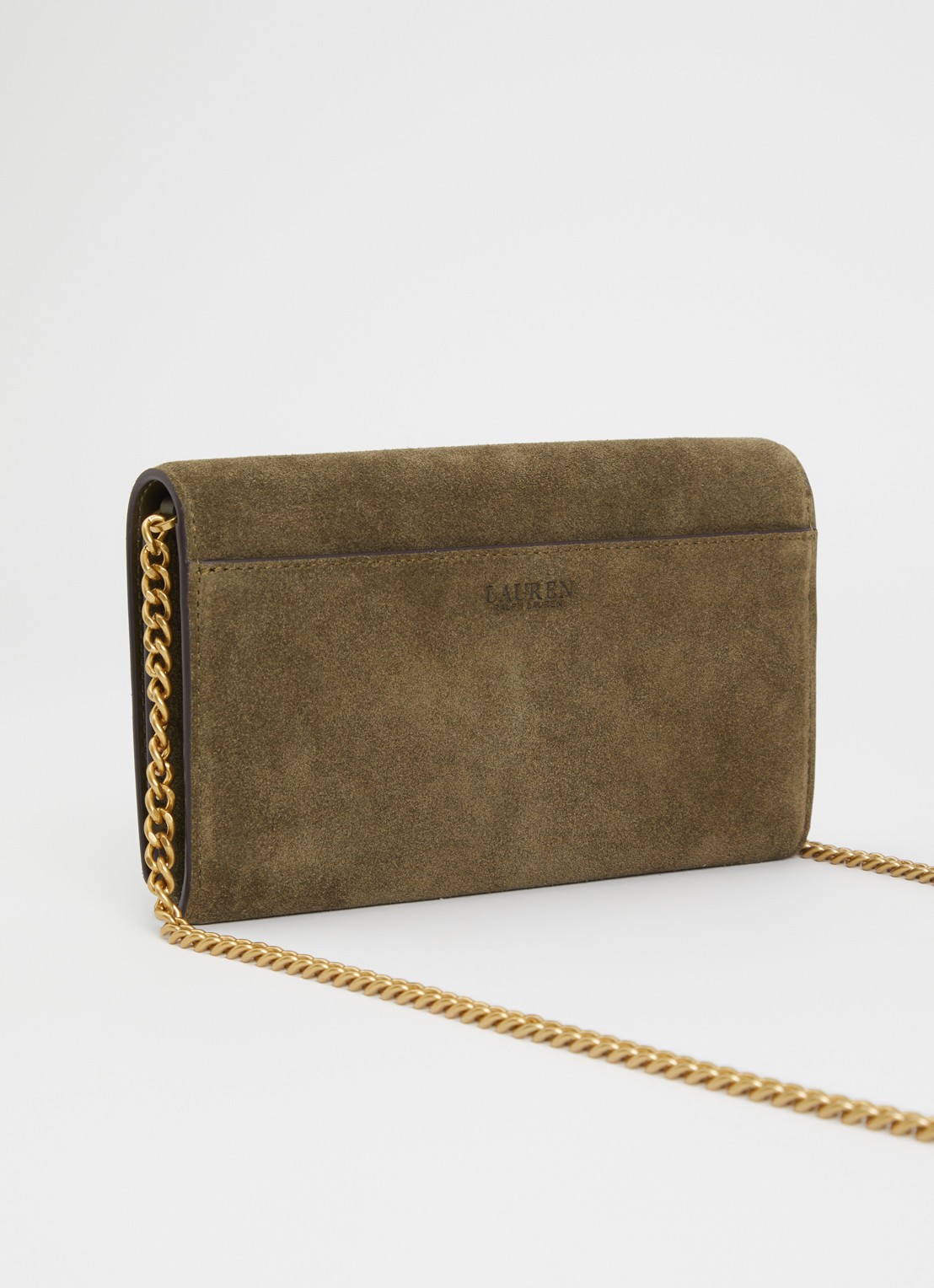 Ralph Lauren Adair II clutch van suède - achterkant 5 groen