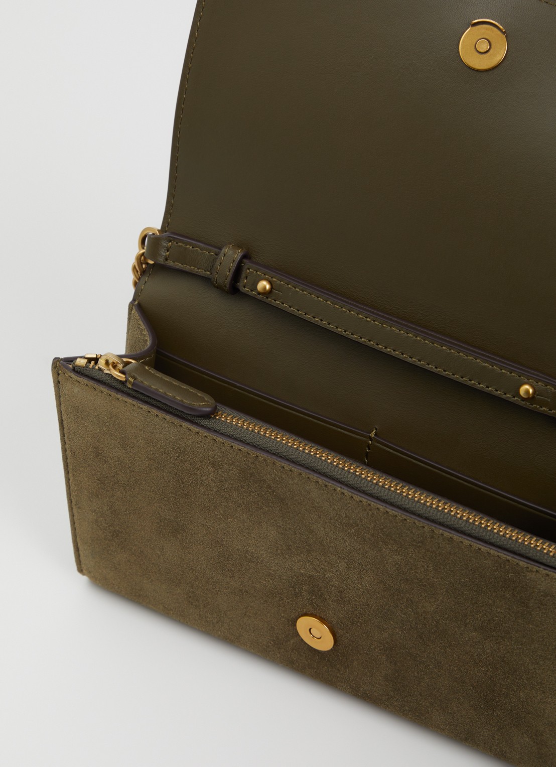Ralph Lauren Adair II clutch van suède - detail groen