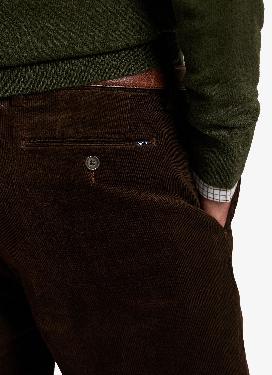 Ralph Lauren Andover slim fit corduroy broek met steekzakken - detail 5 cooper brown / bruin