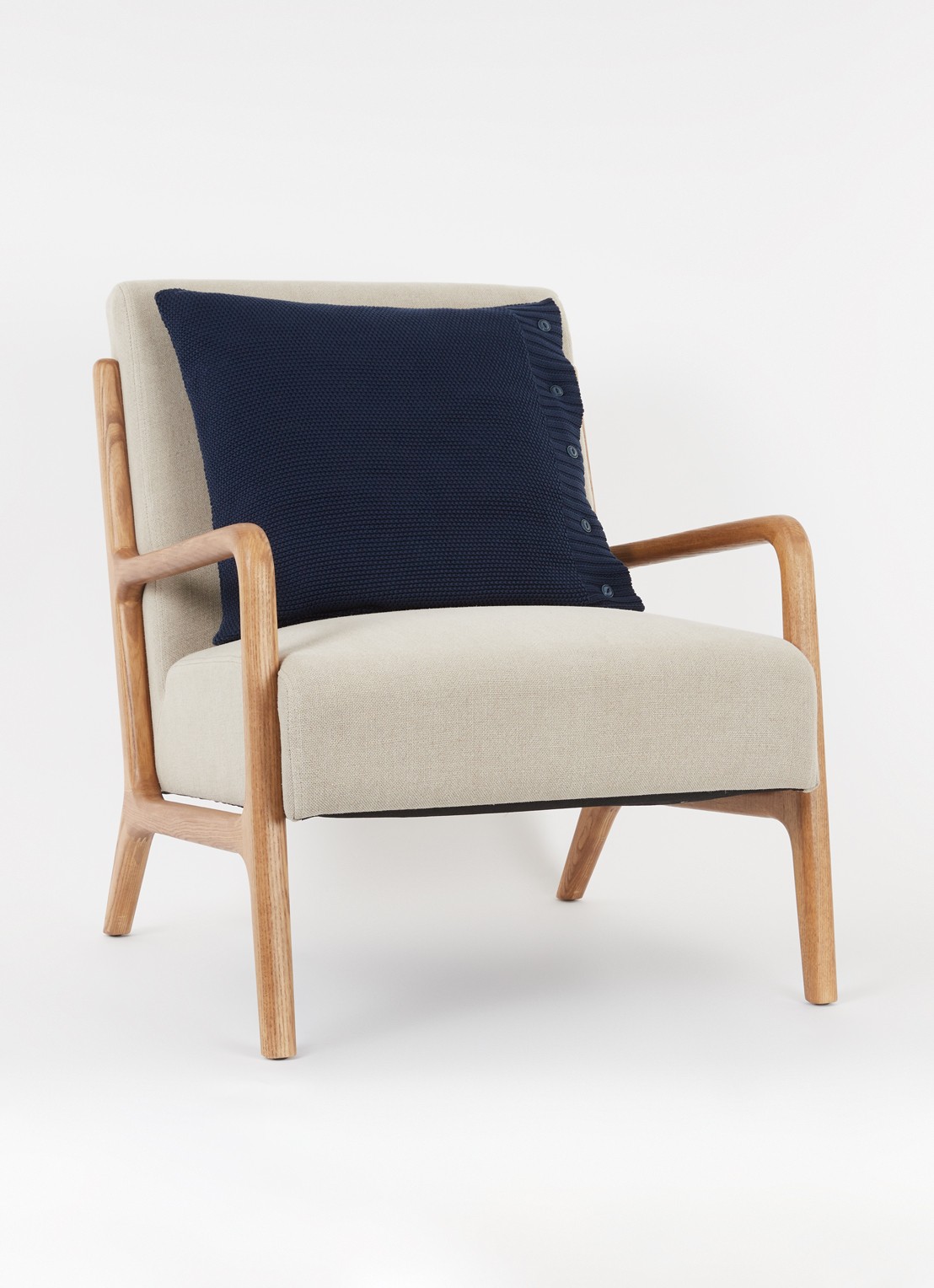 Ralph Lauren Archer kussensloop van katoen 50 x 50 cm - voorkant 2 donkerblauw