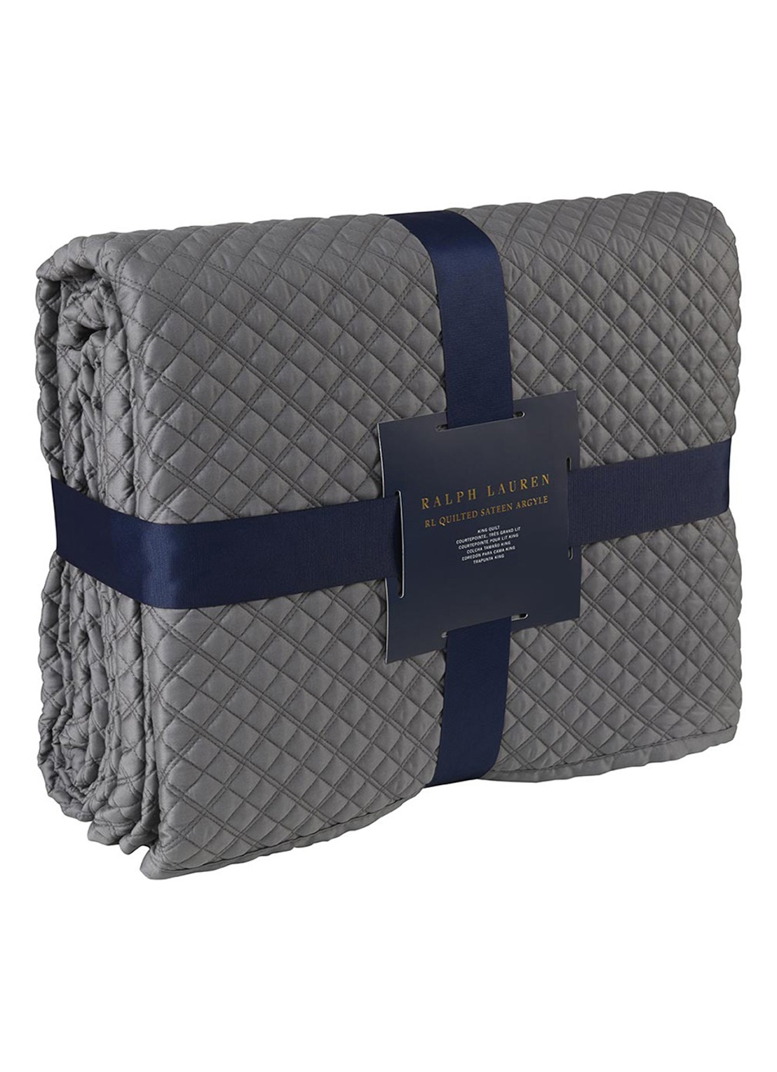 Ralph Lauren Argyle bedsprei 275 x 235 cm - achterkant antraciet