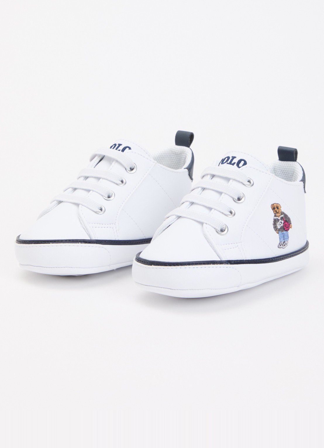 Ralph Lauren Babyschoentje met borduring  - voorkant 2 wit