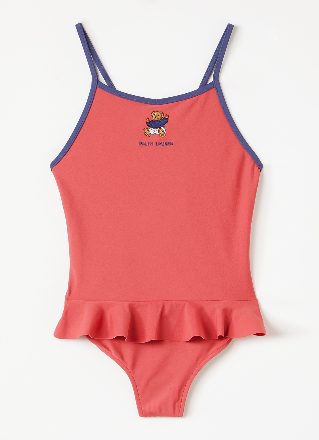 Ralph Lauren Badpak met logoborduring - voorkant koraalroze