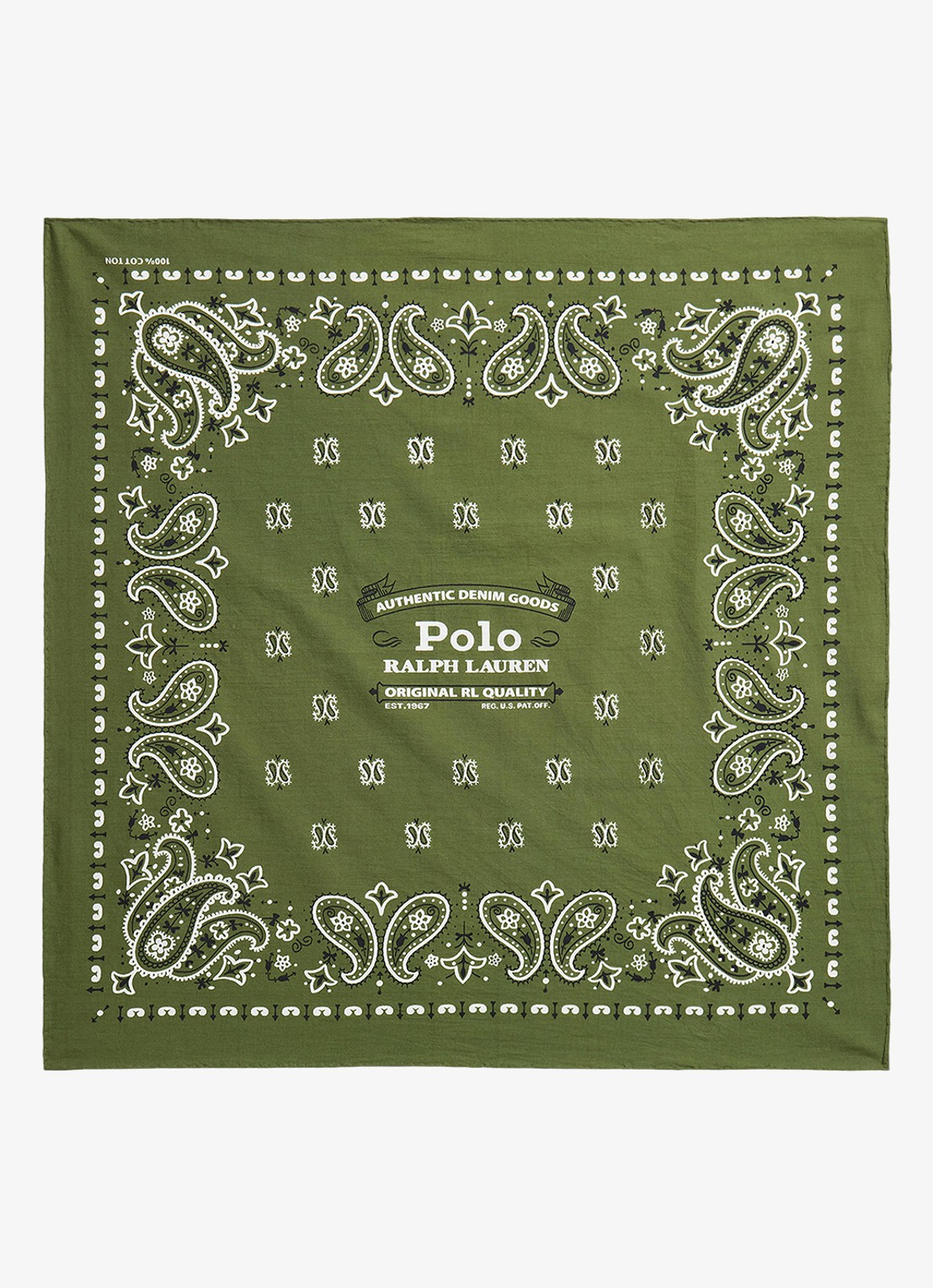 Ralph Lauren Bandana met logoprint - voorkant supply olive / olijfgroen